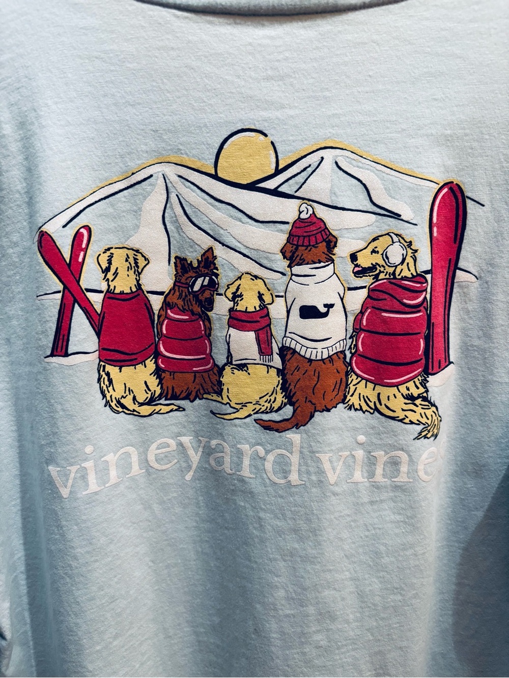 Vineyard Vines sunset ski puppies long sleeve pocket cotton t-shirt size medium - Picture 8 of 9